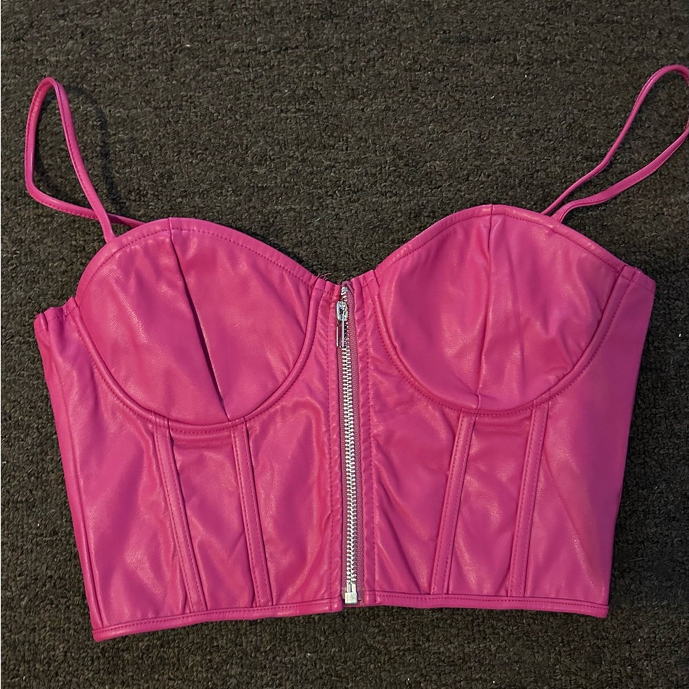 bear dance Hot Pink Bustier zippered corset Top